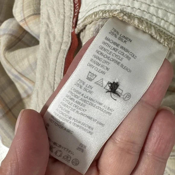 Tommy Bahama Silk Linen Shorts Mens 38 Tan Beige Plaid 10" Inseam - Picture 13 of 15